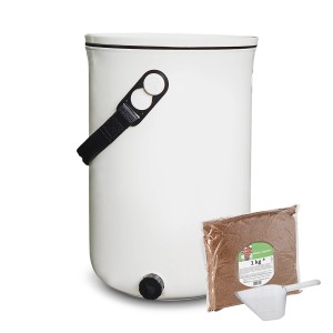 Skaza Küchenkompostbehälter Bokashi Organko Starterset in Cremeweiß mit Zubehör.