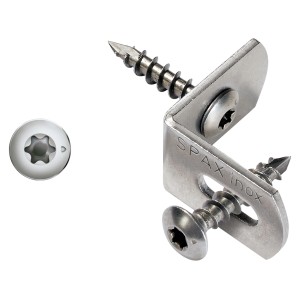 Spax Zaunverbinder Set, 12-teilig, 7x35mm, Edelstahlwinkel mit Schrauben für Zaunbau.