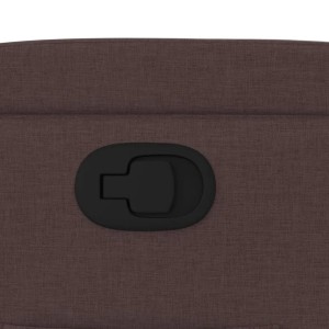 Detailaufnahme: Schwarzer Hebel zur Verstellung der Rückenlehne am dunkelbraunen Relaxsessel.