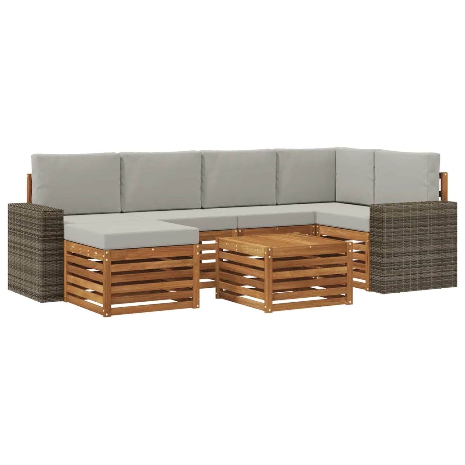 vidaXL Ecksofa Set mit Kissen 7 Stk Natur und Hellgrau 3384607