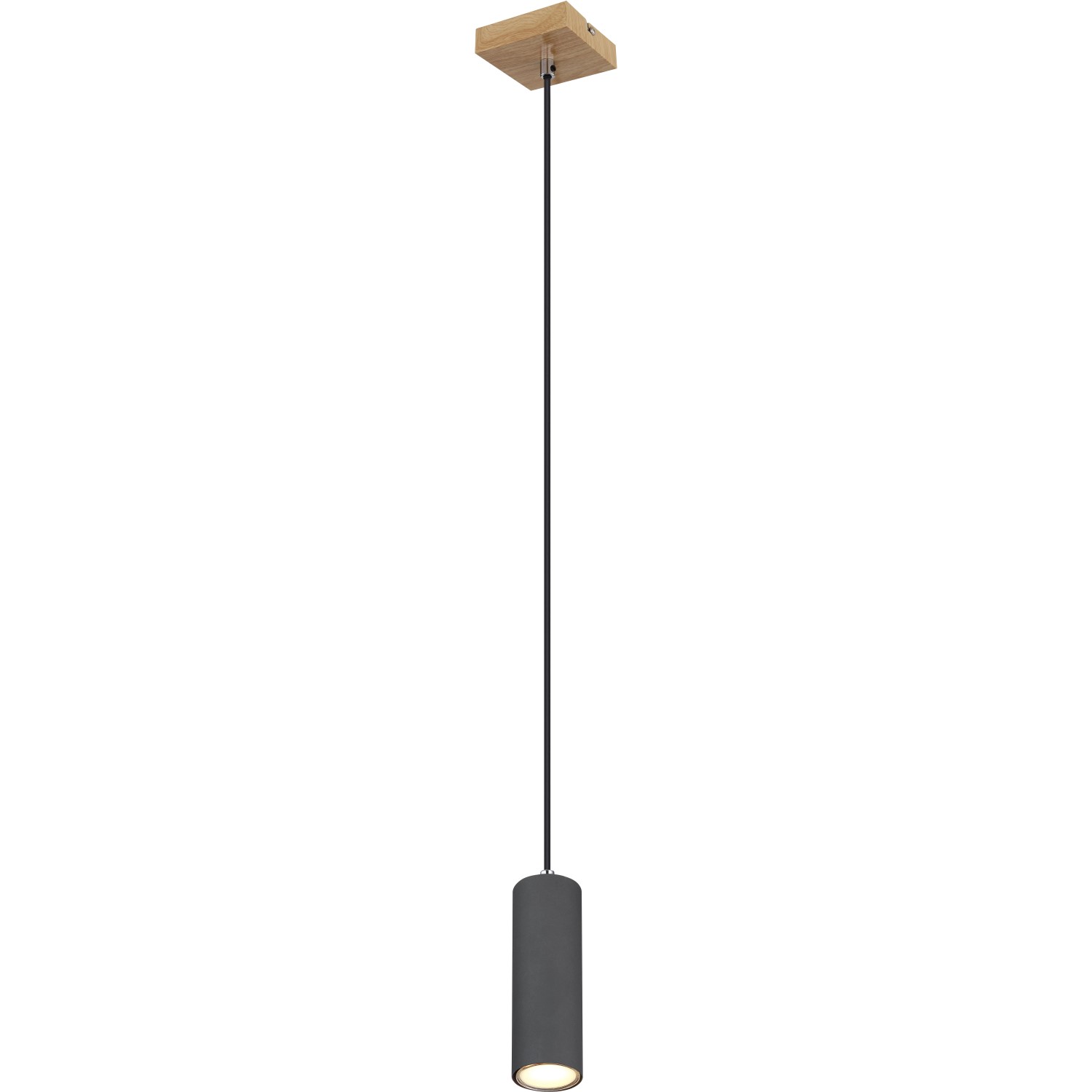 Moderne Globo Pendelleuchte Robby, 1-flammig, graphit dunkel, zylinderförmiger Schirm.