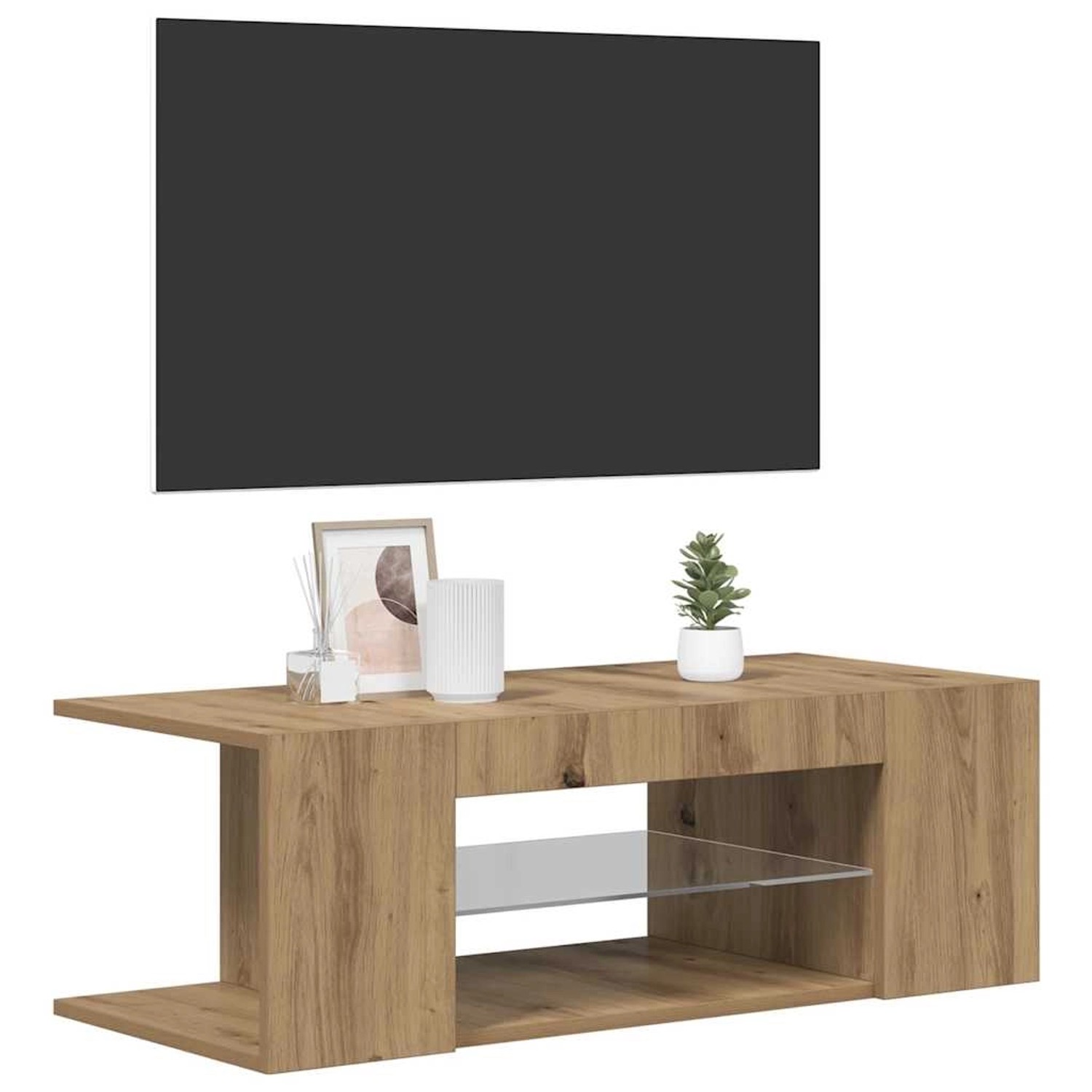 vidaXL TV-Schrank mit LED-Leuchten Artisan-Eiche 90x39x30 cm 856326 günstig online kaufen