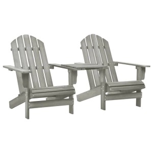 vidaXL Adirondack-Gartenstühle mit Tisch Massivholz Tanne Grau 310068