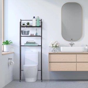 Relaxdays Überbauregal Metall Schwarz 3 Ablagen 165 cm x 58 cm x 25 cm