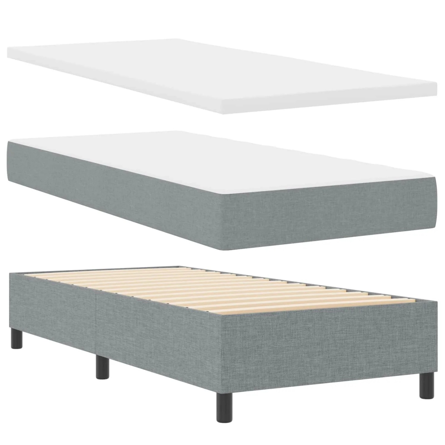 vidaXL Boxspringbett mit Matratze Hellgrau 90 x 200 cm Stoff 3342837 günstig online kaufen