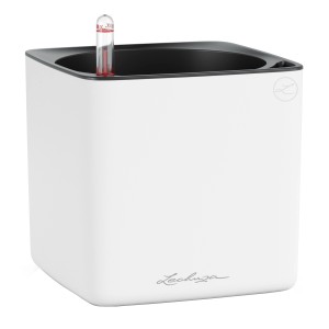 Lechuza CUBE Color 16, weiß matter Übertopf mit Bewässerungssystem.