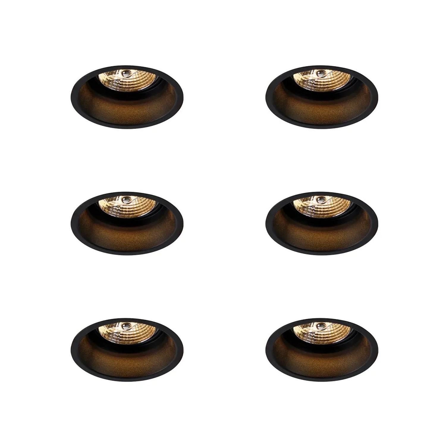 QAZQA Set mit 6 Modernen Einbaustrahlern Schwarz AR70 Dept