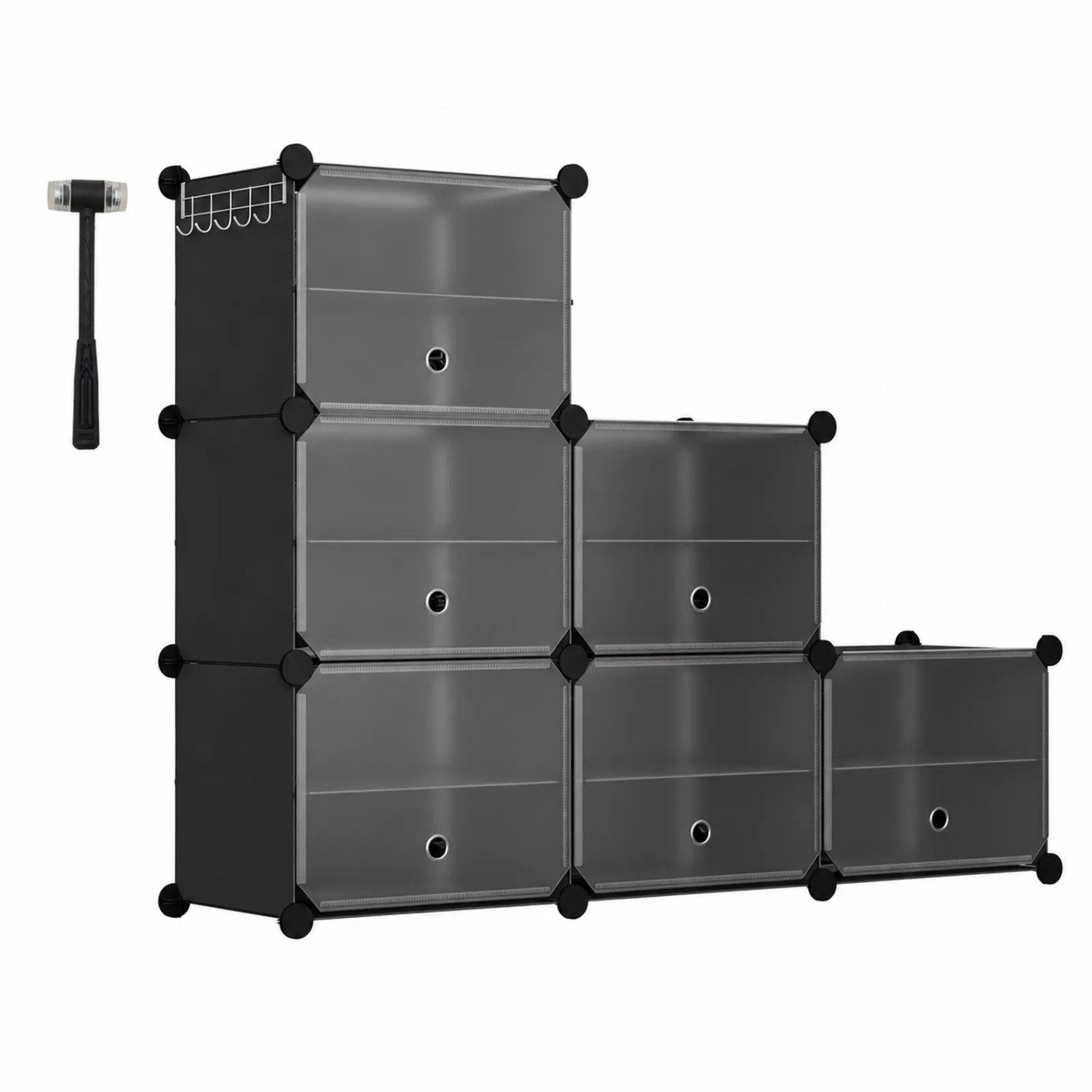 Sekey Schuhregal Schuhregal Schuhschrank Schuh-Organizer Stecksystem DIY-Regal 1-tlg für 24 Paar Schuhe Kunststoff in Schwarz mit 6 Türen