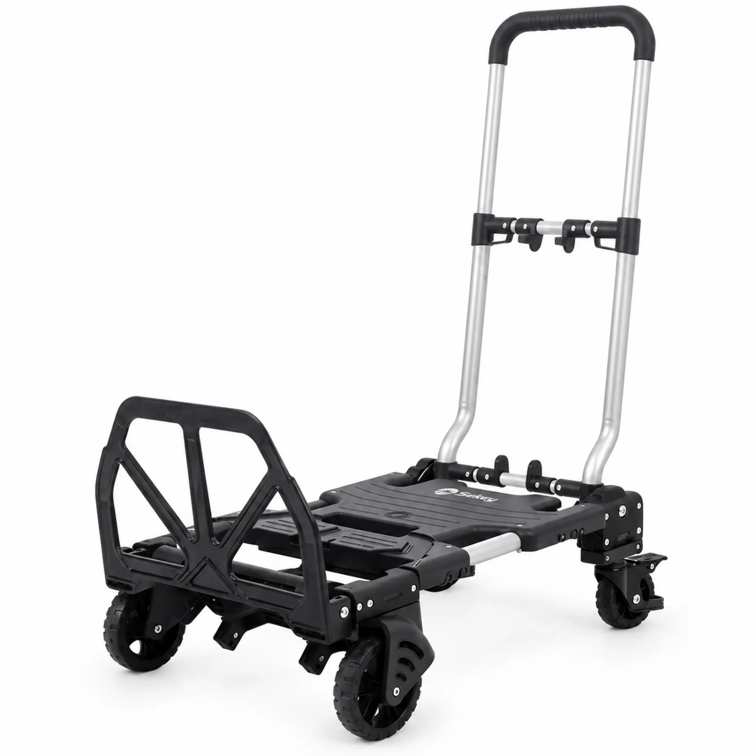 Sekey Sackkarre Alu 2-in-1 Klappbar Transportwagen bis 150kg Tragkraft Plattformwagen mit Bremse Ergonomischer Griff Stabiler Handwagen