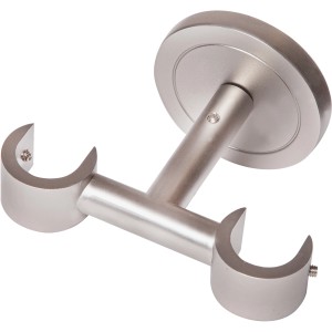 Deckenhalterung in Satinoptik für zwei Gardinenstangen, zur Befestigung an der Decke.