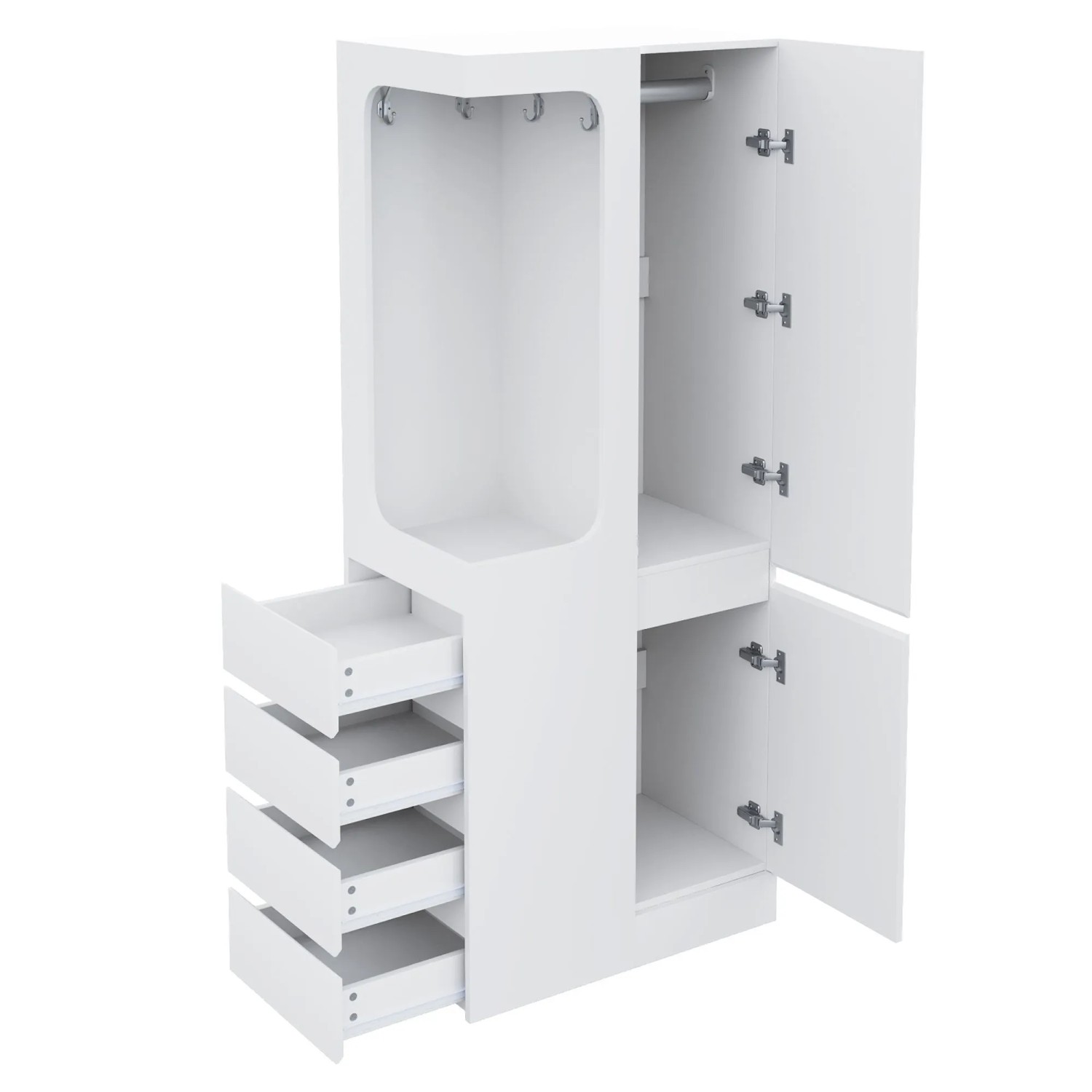 okwish Kleiderschrank mit Schubladen Staufach Kleiderbereich 70x170x40cm Weiß
