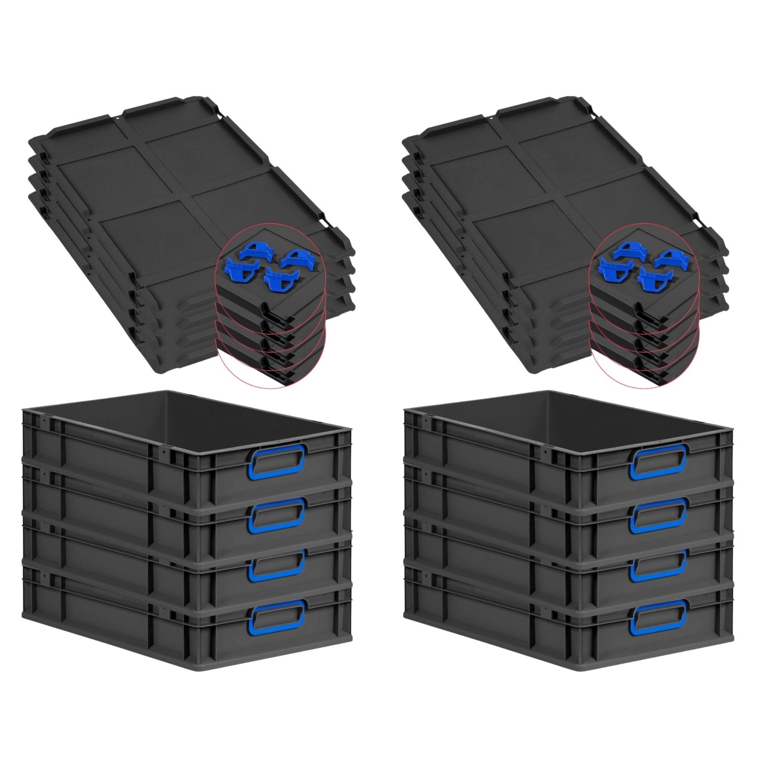 PROREGAL SuperSparSet 8x Eurobox Nextgen Color Mit Auflagedeckel HxBxT 12x4 günstig online kaufen
