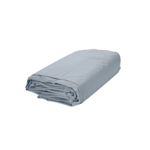 Zusammengelegte graue Poolfolie für Rundbecken, 400x120 cm, 0,4 mm stark.