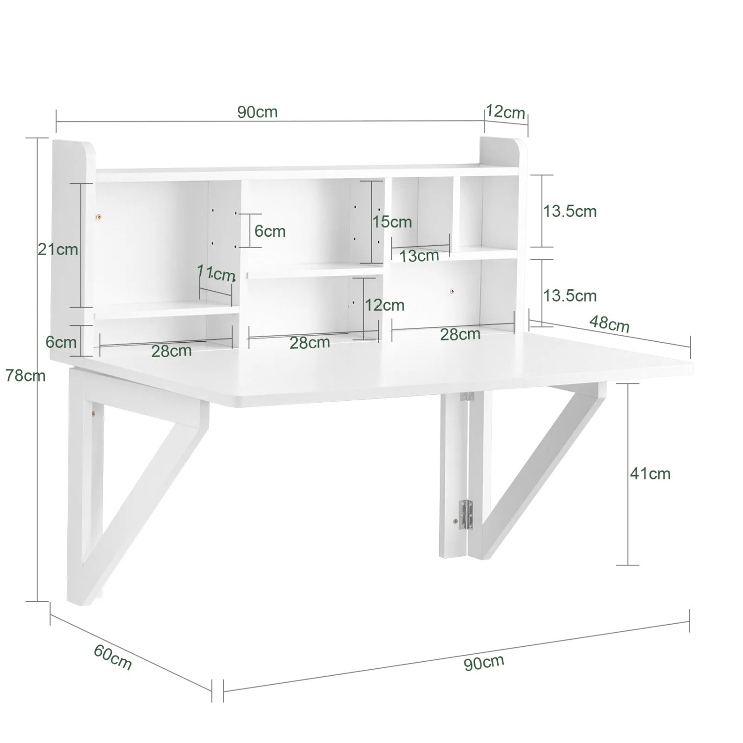Weißer SoBuy Wandklapptisch FWT07-II-W mit Regal, ideal als Esstisch für kleine Räume.
