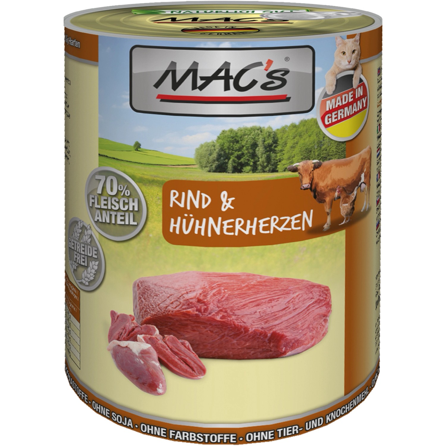 Mac's Katzen-Nassfutter Rind und Hühnerherzen 400 g