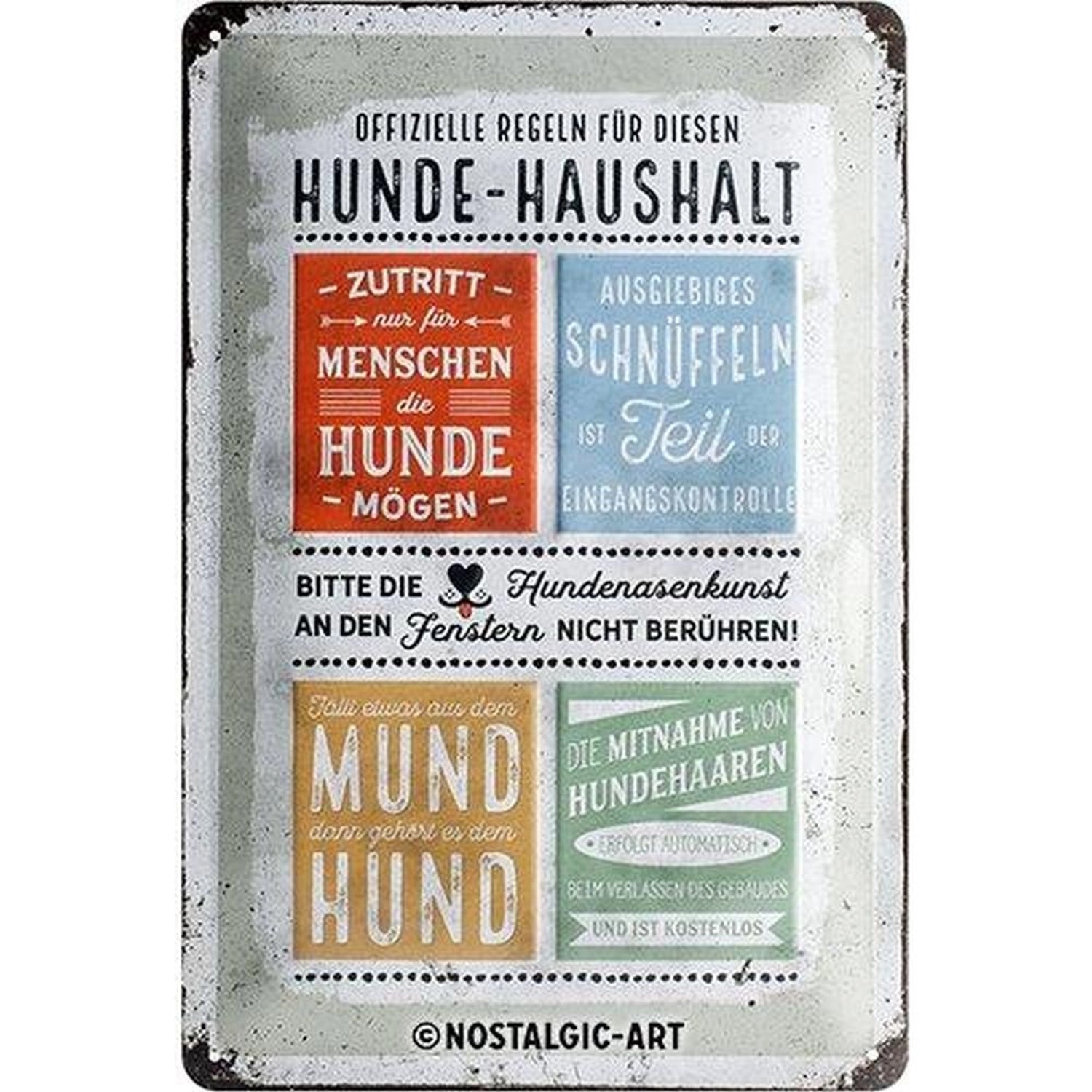 Nostalgic-Art Blechschild 20 x 30cm - PfotenSchild - Hunde-Haushalt Regeln günstig online kaufen