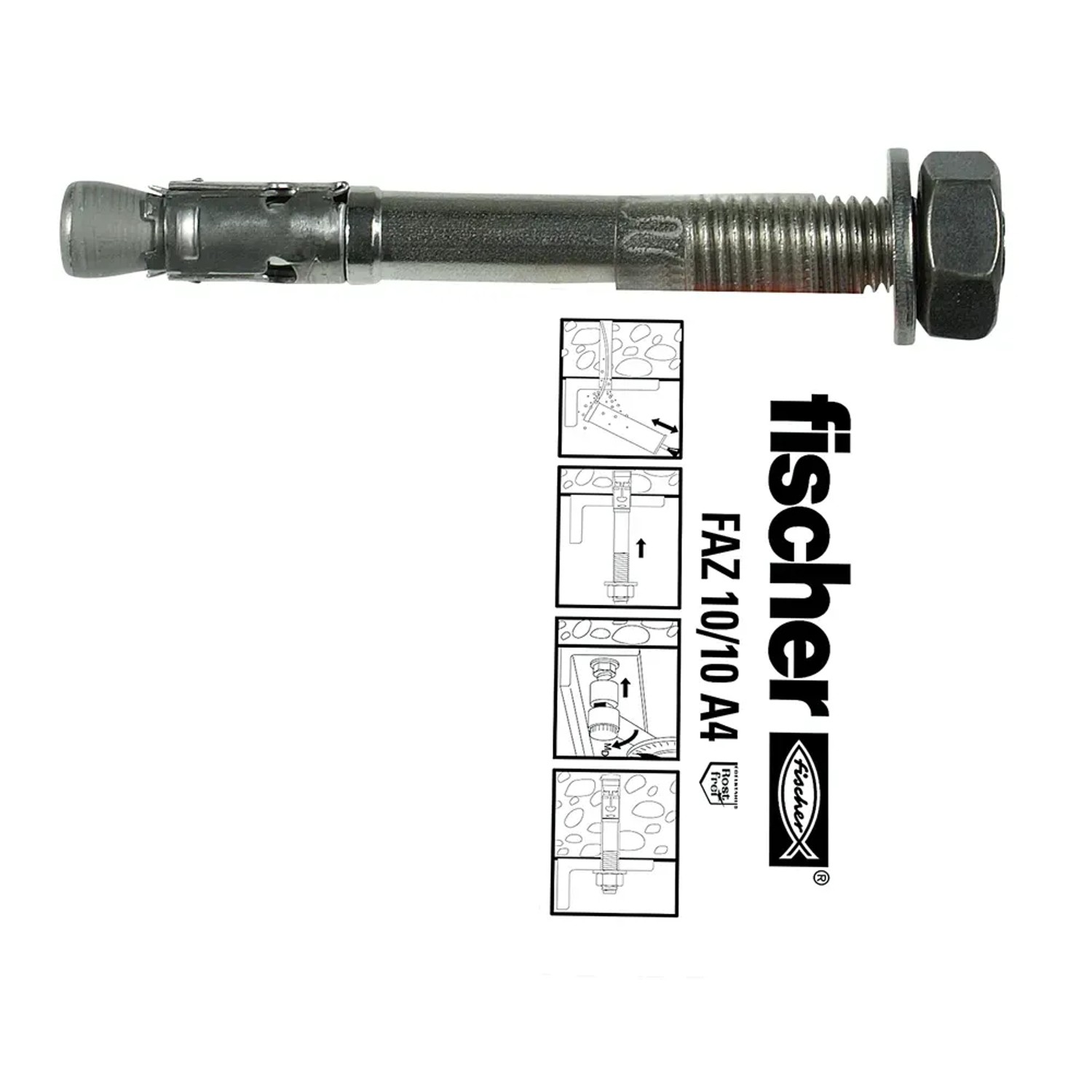 Fischer Bolzenanker FAZ II 12/10 aus Stahl, geeignet für Dübel-Befestigungen.