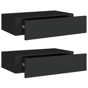 Zwei schwarze Wandregale mit Schubladen (40x23,5x10 cm) von vidaXL.
