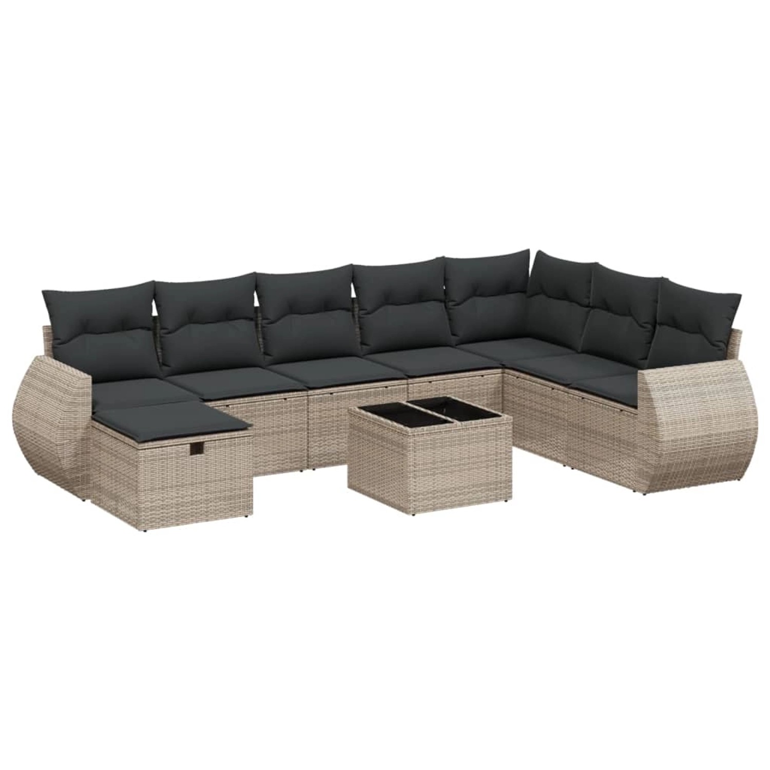 vidaXL 9-Tlg Garten-Sofagarnitur mit Kissen Grau Poly Rattan 3264216 günstig online kaufen