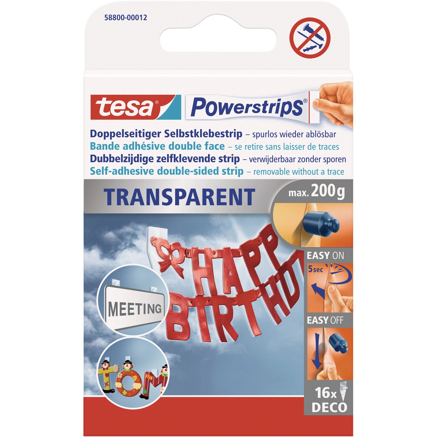 Tesa Powerstrips Deco Transparent 16 Stück günstig online kaufen