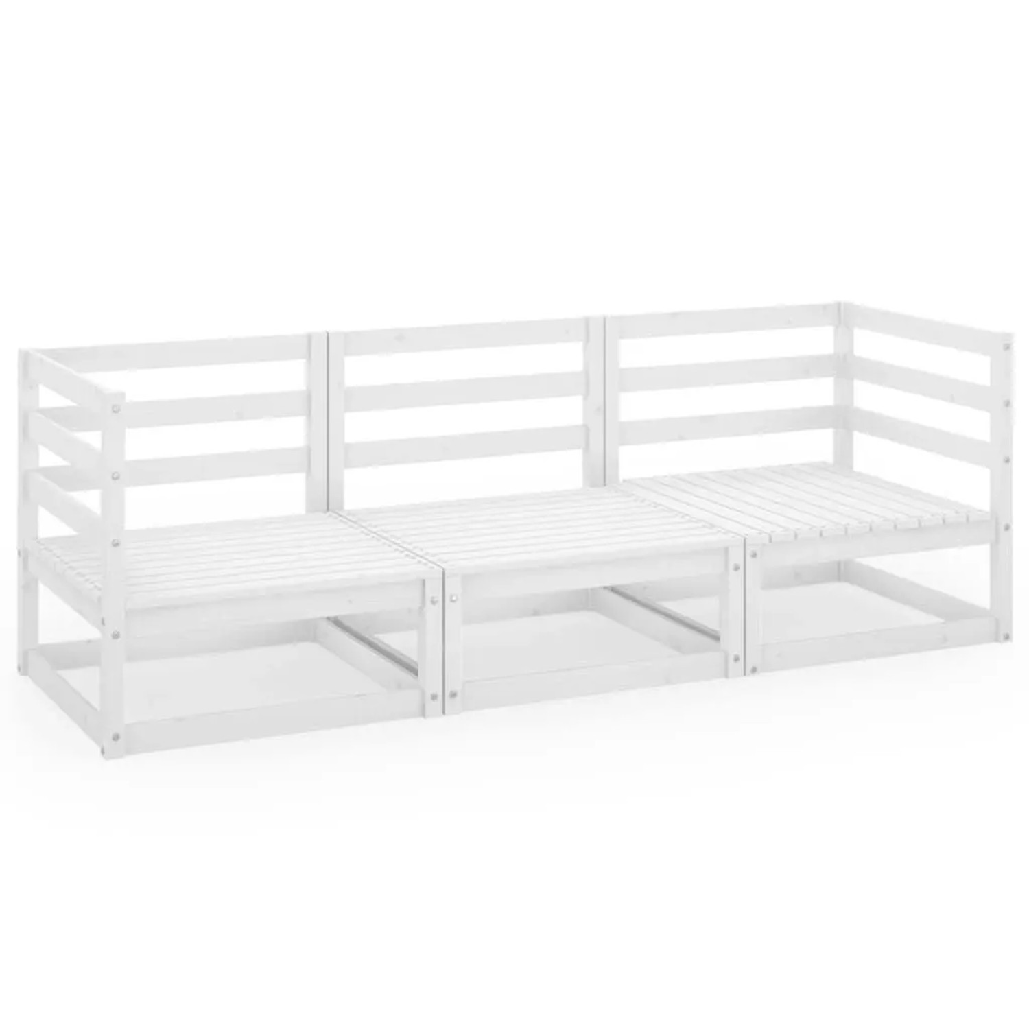 vidaXL Outdoor-Sofa 3-Sitzer Weiß Massivholz Kiefer 3075320