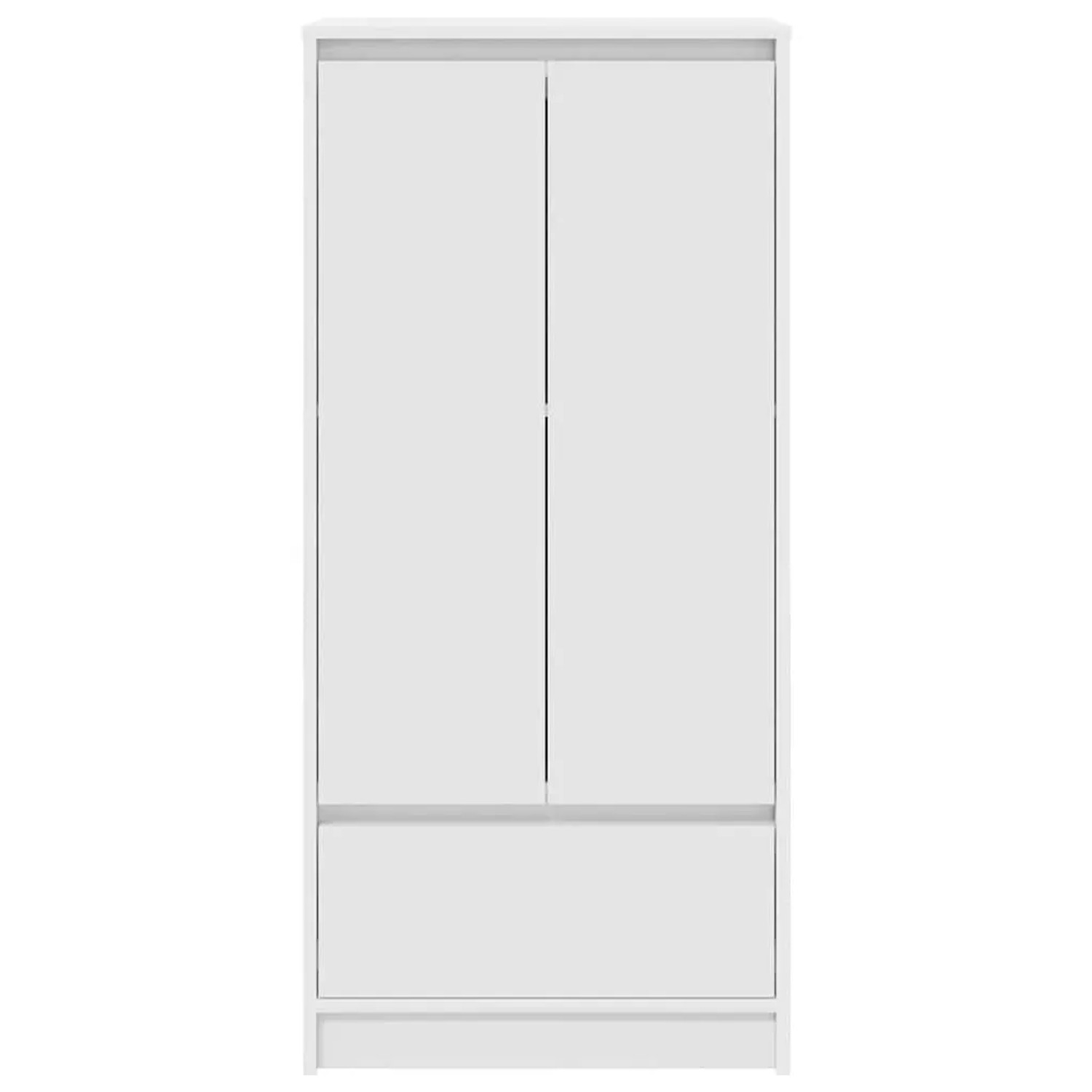 Weißer vidaXL Schrank mit Schublade und zwei Türen aus Holzwerkstoff.