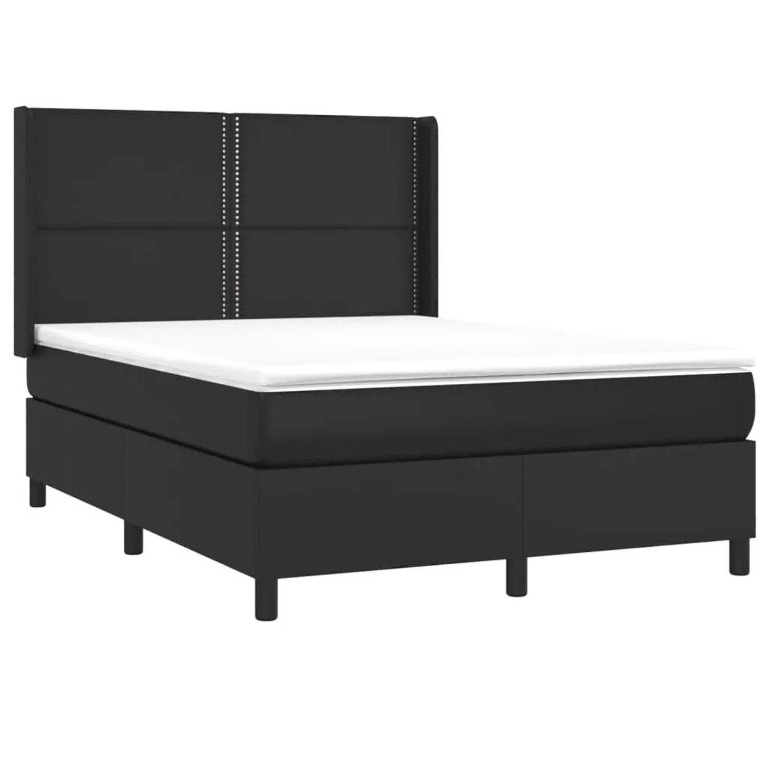vidaXL Boxspringbett mit Matratze & LED Schwarz 140x200 cm Kunstleder 31393 günstig online kaufen