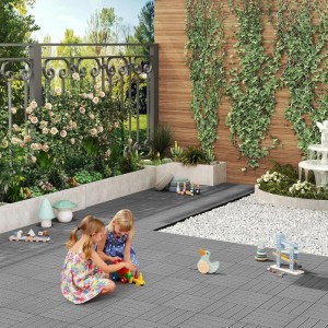WOLTU WPC Terrassenfliesen Holzoptik Klicksystem 11 Stück/1 m² Hellgrau