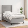 Helles, graues vidaXL Boxspringbett 90x200 cm mit Matratze und hohem Kopfteil.
