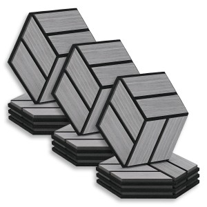 Homestyle4u Akustikpaneele, 12er Set, grau, hexagonale Wandpaneele aus Holz.