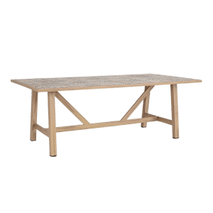 Bizzotto Gartentisch Kalimera, 206 cm, mit Keramikfliesen in Holzoptik und Aluminiumgestell.