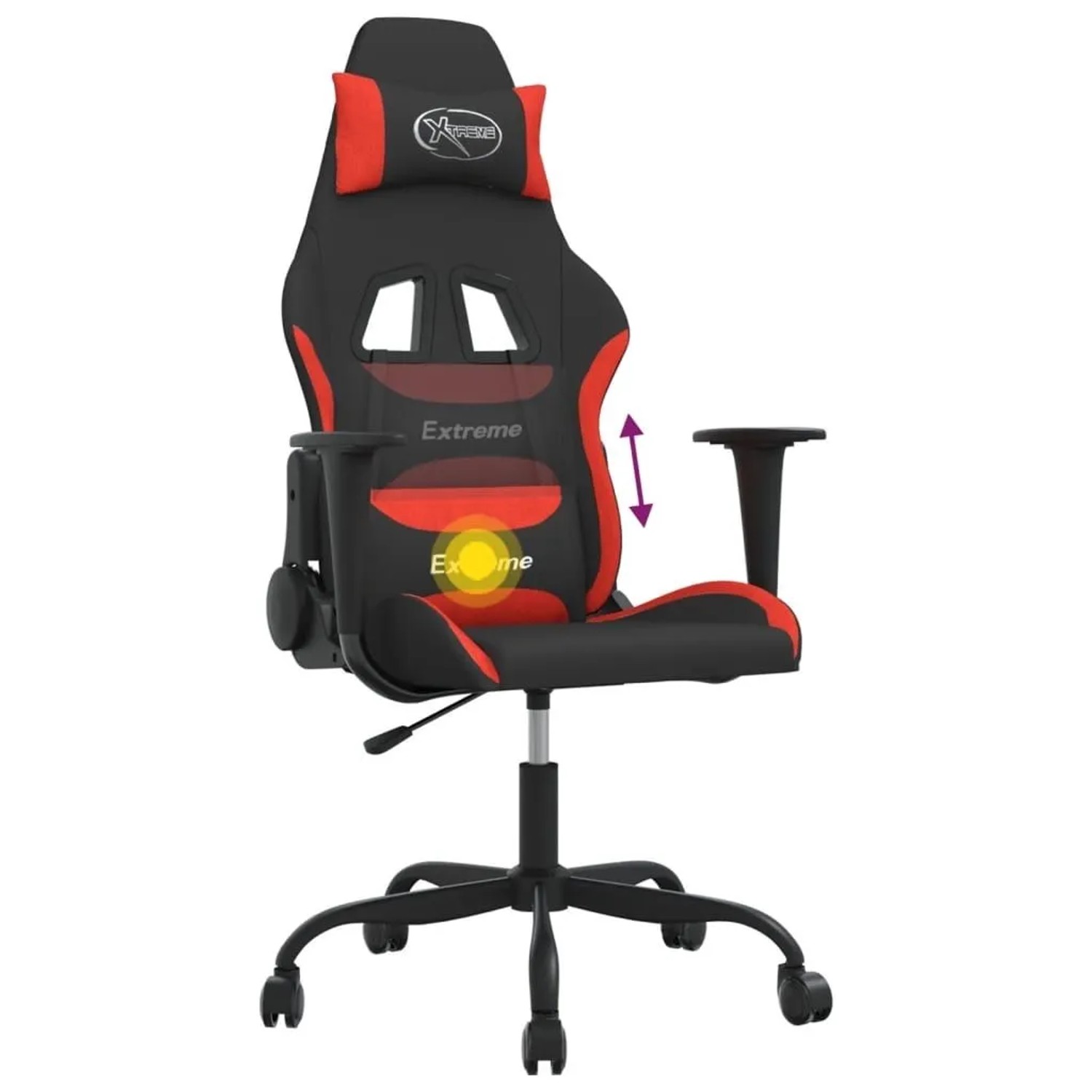 vidaXL Gaming-Stuhl mit Massagefunktion Schwarz und Rot Stoff 345478_7