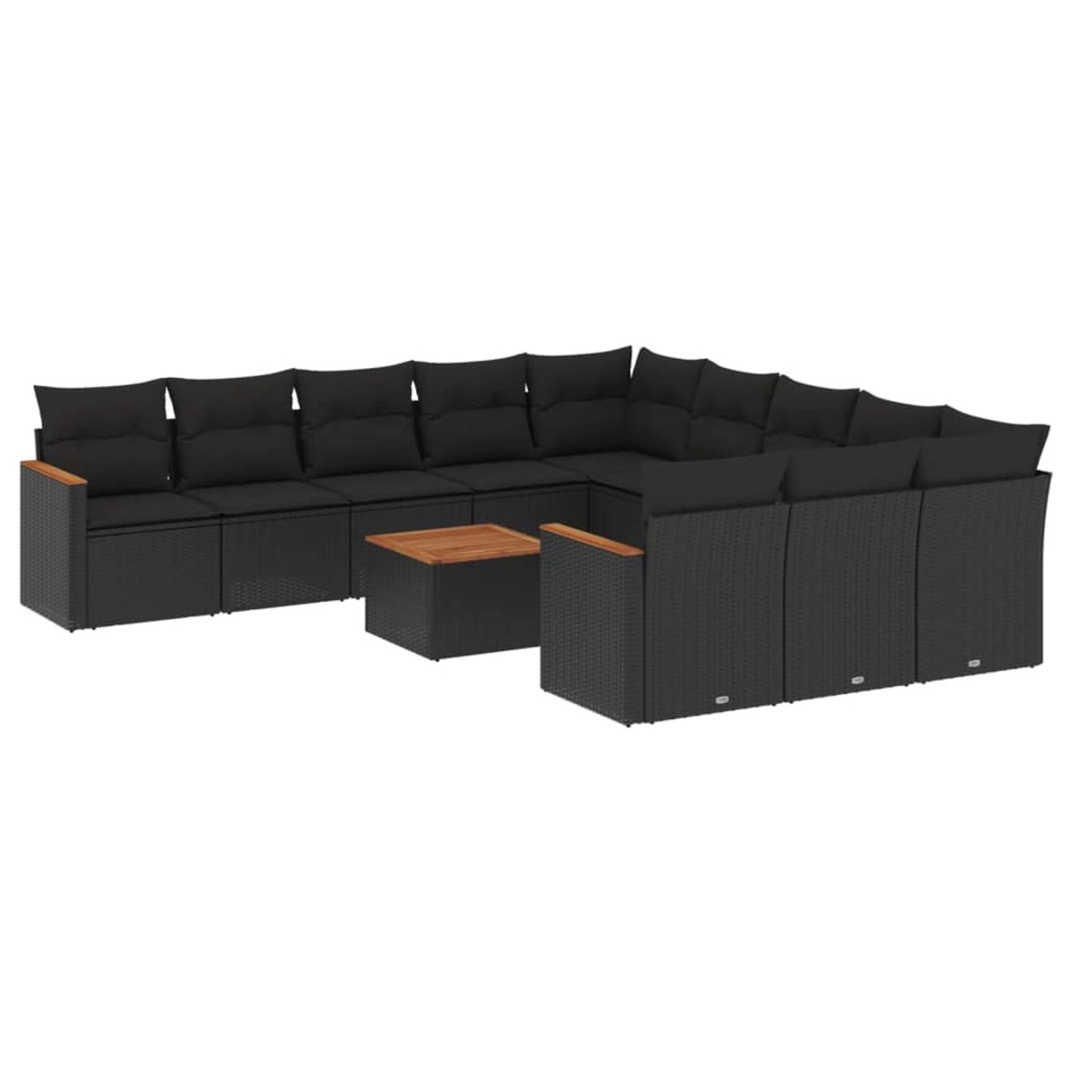 vidaXL 12-Tlg Garten-Sofagarnitur mit Kissen Schwarz Poly Rattan 3258835 günstig online kaufen