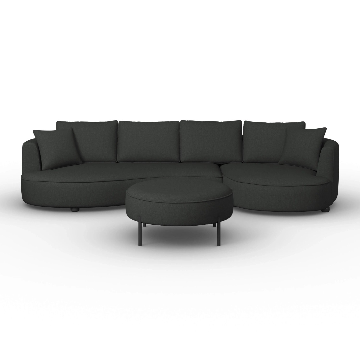 Bessagi Home Wohnlandschaft Nilas Schwarz Chenille mit Hocker