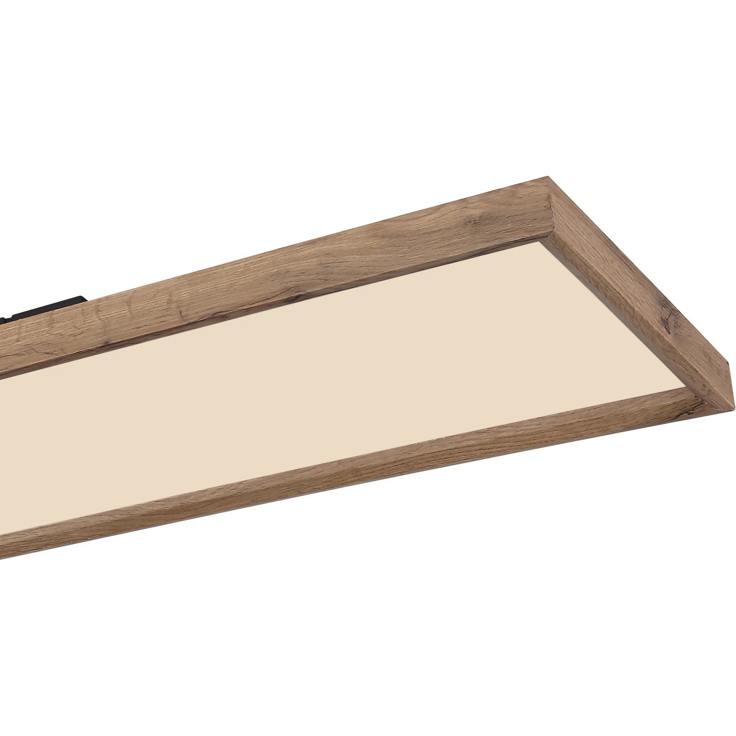 Globo LED-Deckenleuchte Cinderella, weiß matt mit Holzoptik, 120x30 cm.