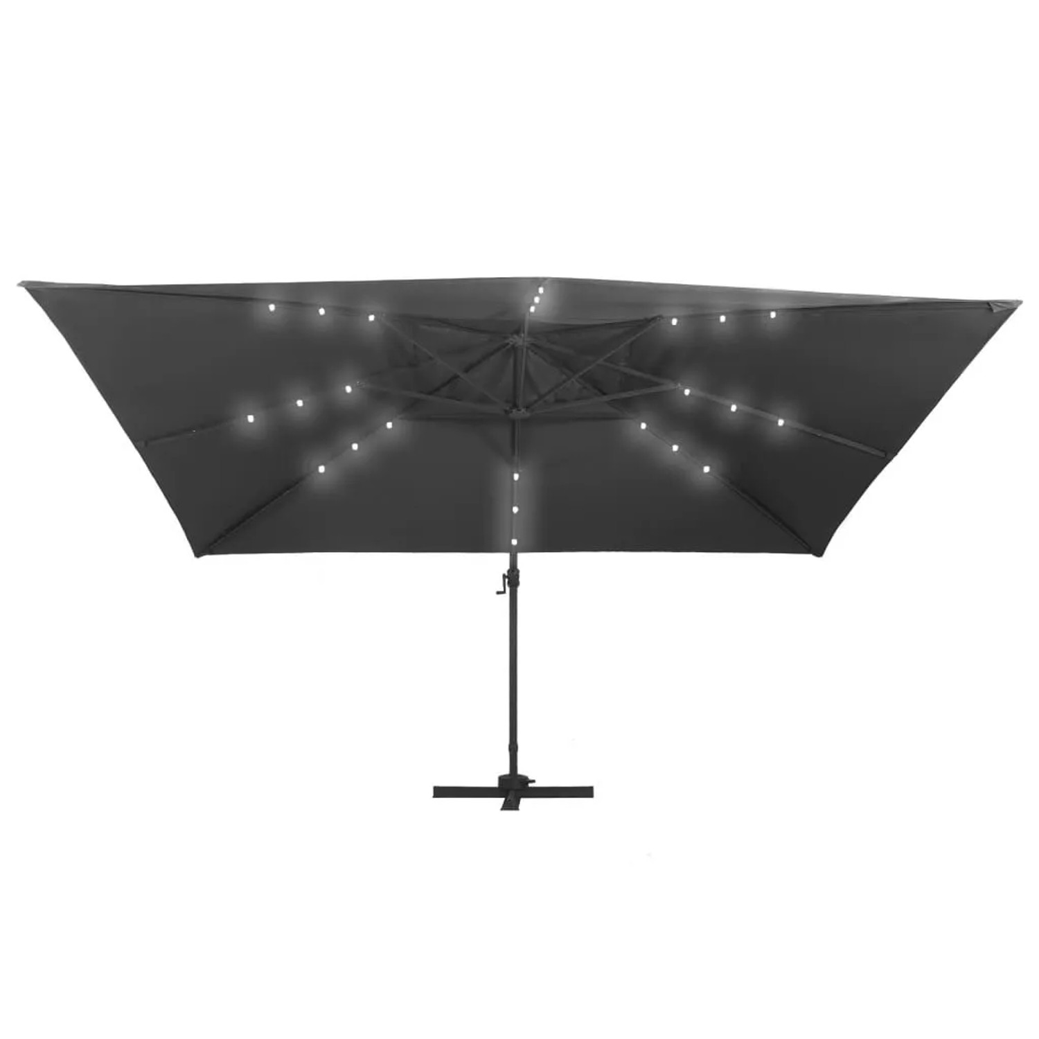 vidaXL Ampelschirm Anthrazit 400x300 cm mit leuchtenden LEDs und stabilem Aluminium-Mast.