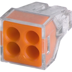 Wago Dosenklemme 773-104 mit 4 Anschlüssen für sichere Verbindungen im Innenbereich.