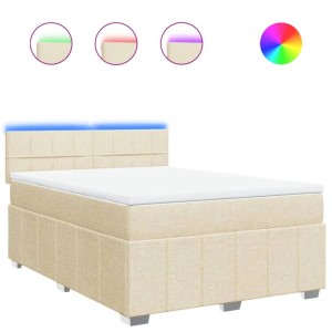 vidaXL Boxspringbett mit Matratze Creme 160x200 cm Stoff 3289424