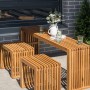 Beliani Gartenstuhl Set, heller Holzfarbton, 3 Hocker aus Akazienholz, rustikales Design.