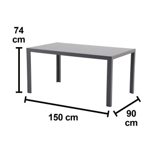 Rechteckiger Gartentisch Iparia, 150x90 cm, mit Aluminiumrahmen. Ideal für den Außenbereich.