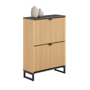 SoBuy Schuhschrank Schmal mit 2 Klappen Schuhregal Schuhkommode 60x88x24cm FSR202-N