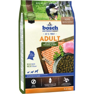 Bosch Adult Geflügel & Hirse Trockenfutter für Hunde, 3kg Sack.
