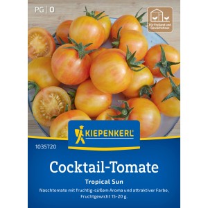Kiepenkerl Cocktail-Tomate Tropical Sun: Gelb-orange Tomaten, ideal für Garten und Gewächshaus.
