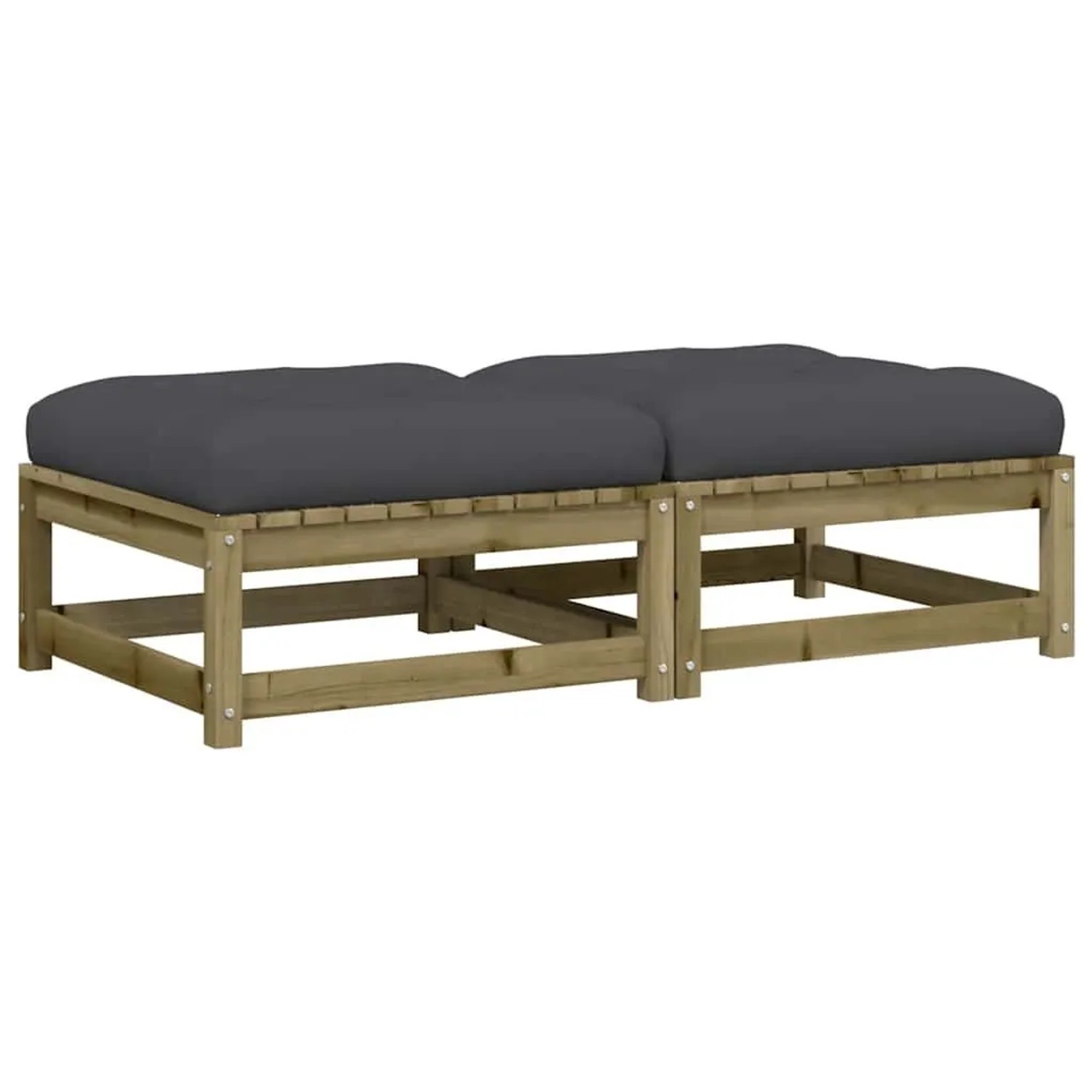 vidaXL Gartenhocker mit Kissen 2 Stk Kiefernholz Imprägniert 838108