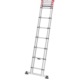 Hailo FlexLine 320 Teleskopleiter aus Aluminium mit 11 Stufen, max. 150 kg belastbar.