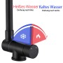 AICA Wasserhahn Doppelfunktion 360° Drehbare Kippbare Schwarz Küchenarmatur mit 304 Edelstahl und Keramikventil Mischbatterie_4