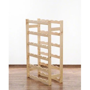 Weinregal aus Kiefernholz, unbehandelt, für 30 Flaschen. Massives Holz, natur.