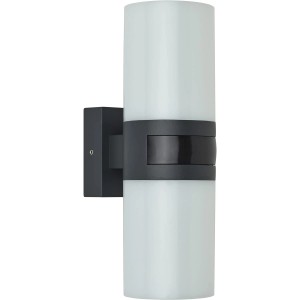 Oktaplex Außenwandleuchte Peru mit Sensor, Aluminium, 20W, warmweiß, IP65.