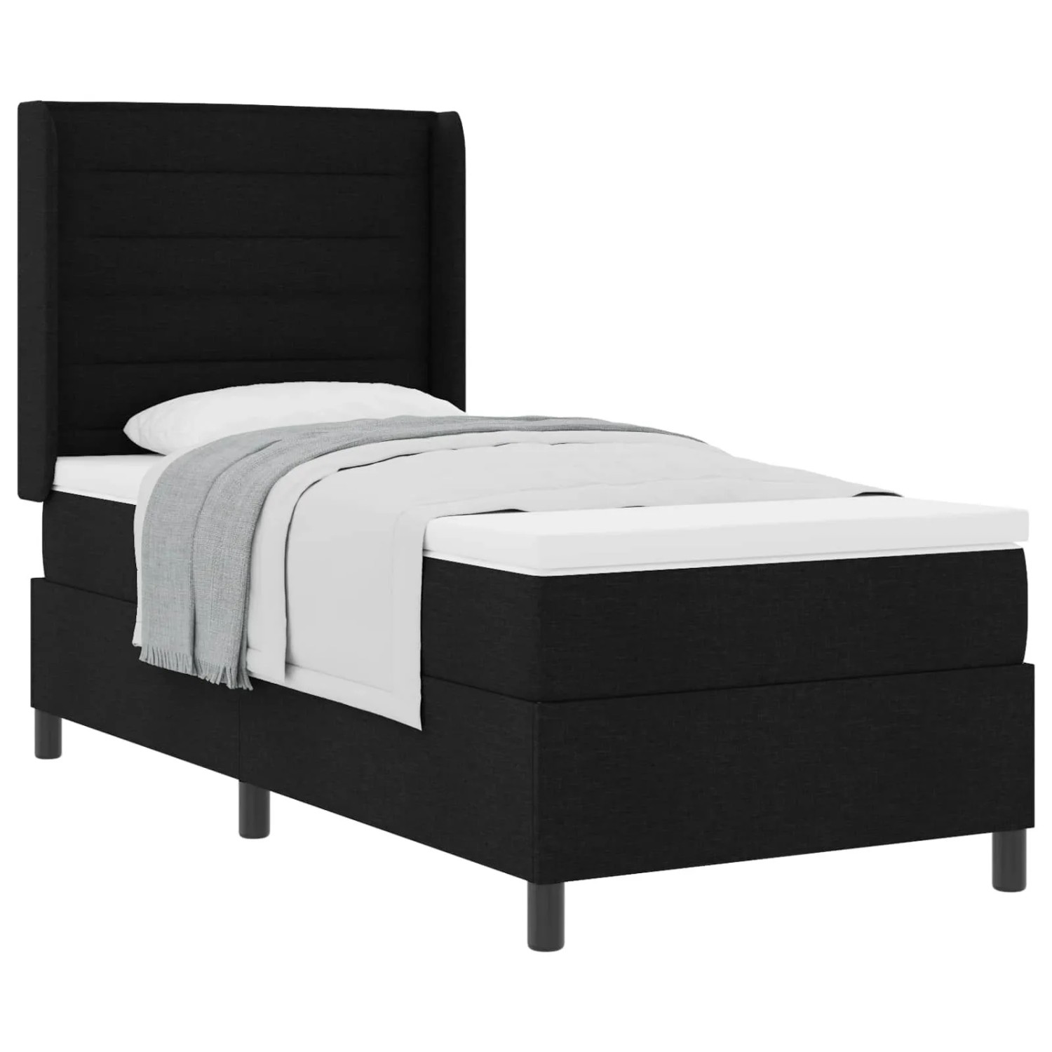 vidaXL Boxspringbett mit Matratze Schwarz 100 x 200 cm Stoff 3341569