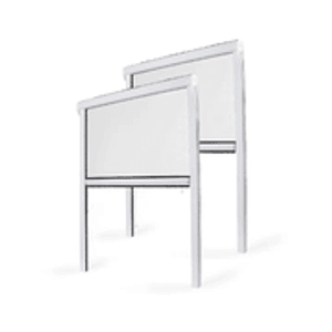 Zwei weiße Avosdim Insektenschutzrollos für PVC Fenster, 100x160cm.